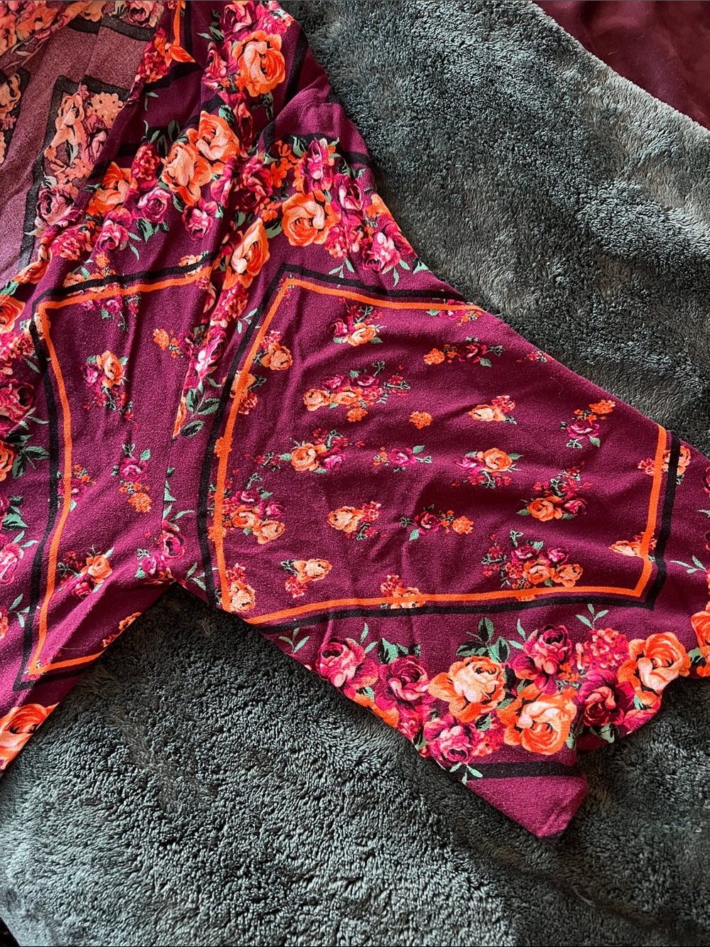 torrid Burgundy Floral Asymmetrical Kimono Dress - Picture 5 of 7